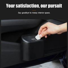 Universal Organiser Car Trash Bin Hanging Vehicle Garbage Dust Case Storage Box Black ABS Square Pressing Trash Can