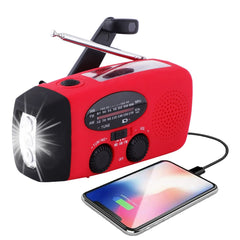 Solar Radio FM AM WB NOAA Weather Radio 2000mAh USB Charging Emergency LED Flashlight Power Ban