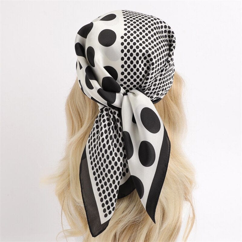 Female Silk Neck Scarf Letter D Print Square Hair Scarves Foulard Head Band Shawls And Wraps Neckerchief Bandana 70*70cm