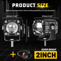 Strobe 2“ Led Work Light 12V 24V 3500K 6500K Combo Universal Motorcycles Headlight Fog Light Led Auxiliary Driving Lamp