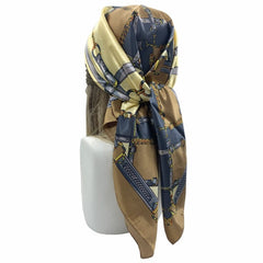 Square Silk Scarves Women 90*90cm Satin Hijab Scarf Muslim Female Chiffon Shawls And Wrap Hair Head Scarves Pareo Bandanna