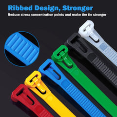 100PCS Reusable Cable Ties Self-locking Plastic Nylon Cable Tie Slipknot Cable Organizer Cable Tidy Lock Strap Zip Ties Binder