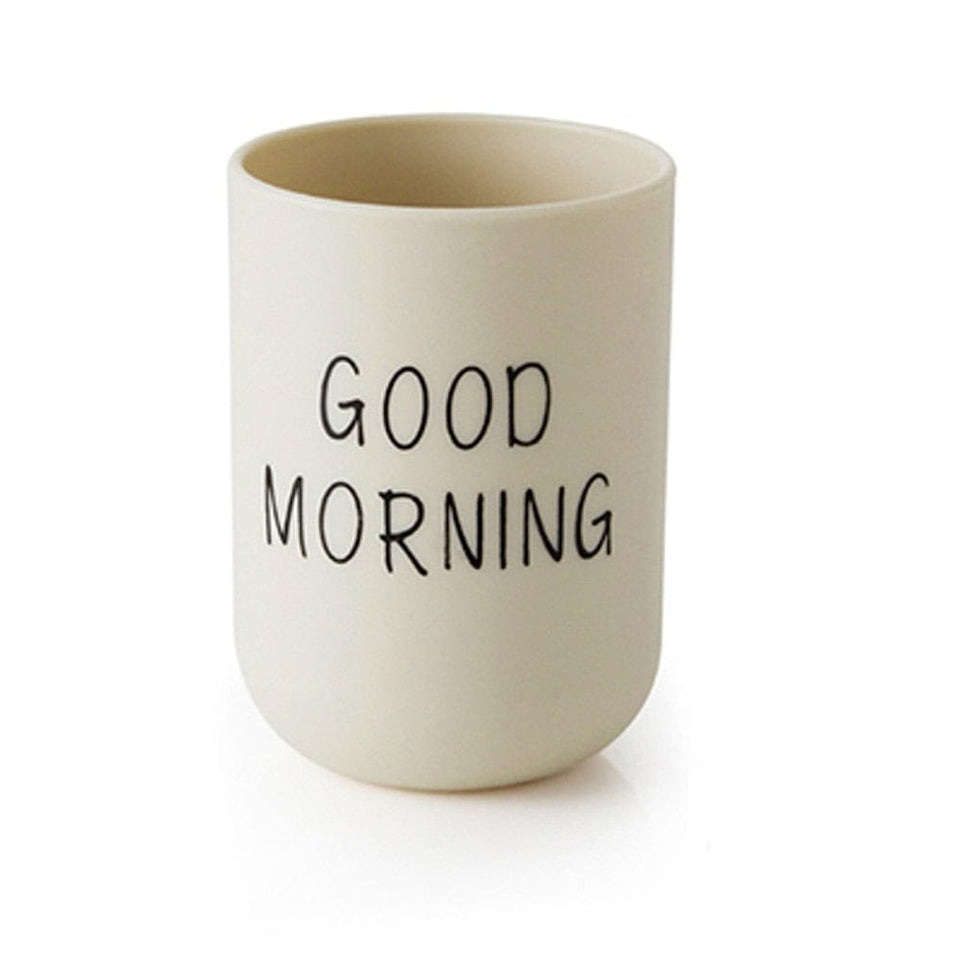 Good Morning Mouthwash Cup Bathroom Tumblers Toothbrush Toothpaste Holder Cup Travel Washing Cup Water Mug Bathroom Accessories