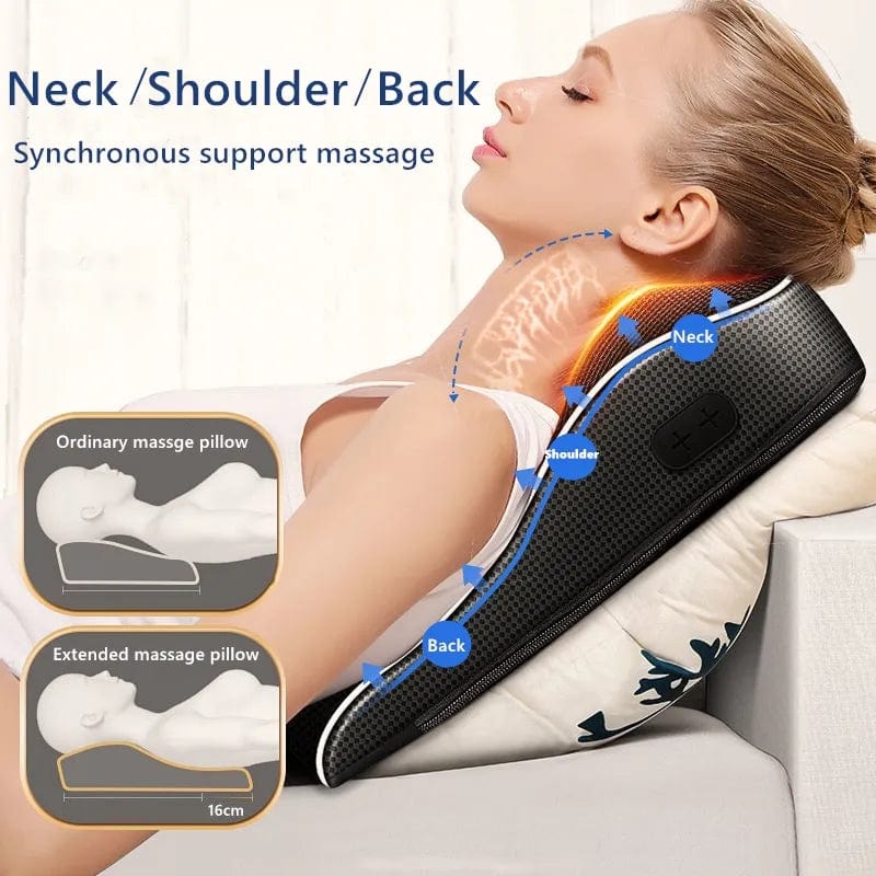 Electric Shiatsu Head Neck Cervical T traction Body Massager Car Back Pillow with Heating Vibrating Massage Device