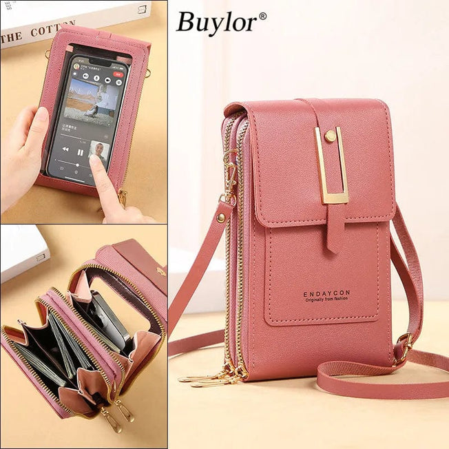 Soft Leather Women's Bag Touch Screen Mobile Bags Wallets Fashion Women Bags Crossbody Shoulder Strap Handbag Coin Purse