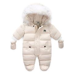 IYEAL Winter Baby Clothes With Hooded Fur Newborn Warm Fleece Bunting Infant Snowsuit Toddler Girl Boy Snow Wear Outwear Coats