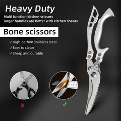 Kitchen Scissors Chicken Bone Kitchen Shears,Duck Fish Cutter 4Cr Stainless Steel Fish Scissors Scale Clean Cook Scissors Knife