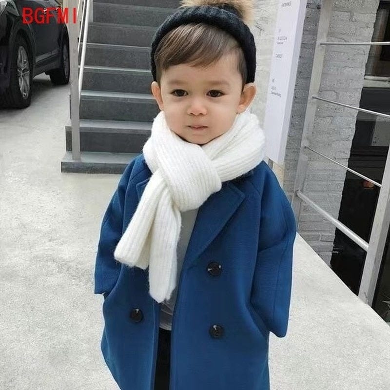 Winter Grid Jackets Boys Girl Woolen Double-breasted Baby Boy Trench Coat Lapel Autumn Kids Outerwear Coats Spring Wool Overcoat