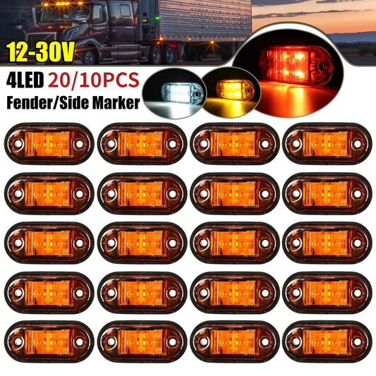 Clearance Lights 20/10PCS 4 LED 12V-24V Side Marker Lights Oval Front Rear  Indicator Lamp Truck for Trailer BUS Van Caravan