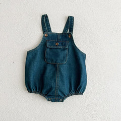 2023 Spring Autumn New Baby Overalls Boys Girls Denim Overalls Kids Jumpsuit Korean Fashion Children Denim Shorts