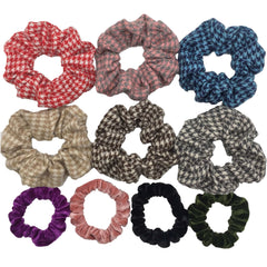 Scrunchies Set Hair Accessories Velvet Chiffon ties band Sequins organza Ponytail Holder Headwear No Crease Leopard Solid  10pcs