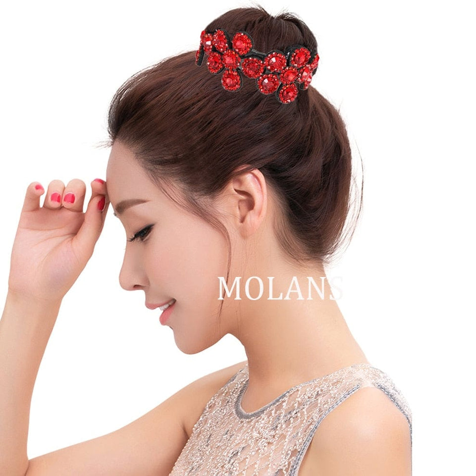 Molans Crystal Rhinestone Hair Claws for Women Flower Hair Clips Barrettes Crab Ponytail Holder Hairpins Bands Hair Accessories