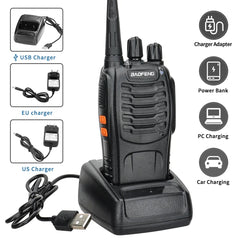 2/4PCS 12W Walkie Talkie Dual Band Portable Long Range Standby UHF 400-470MHz USB Ham Two Way Radio for Hunting