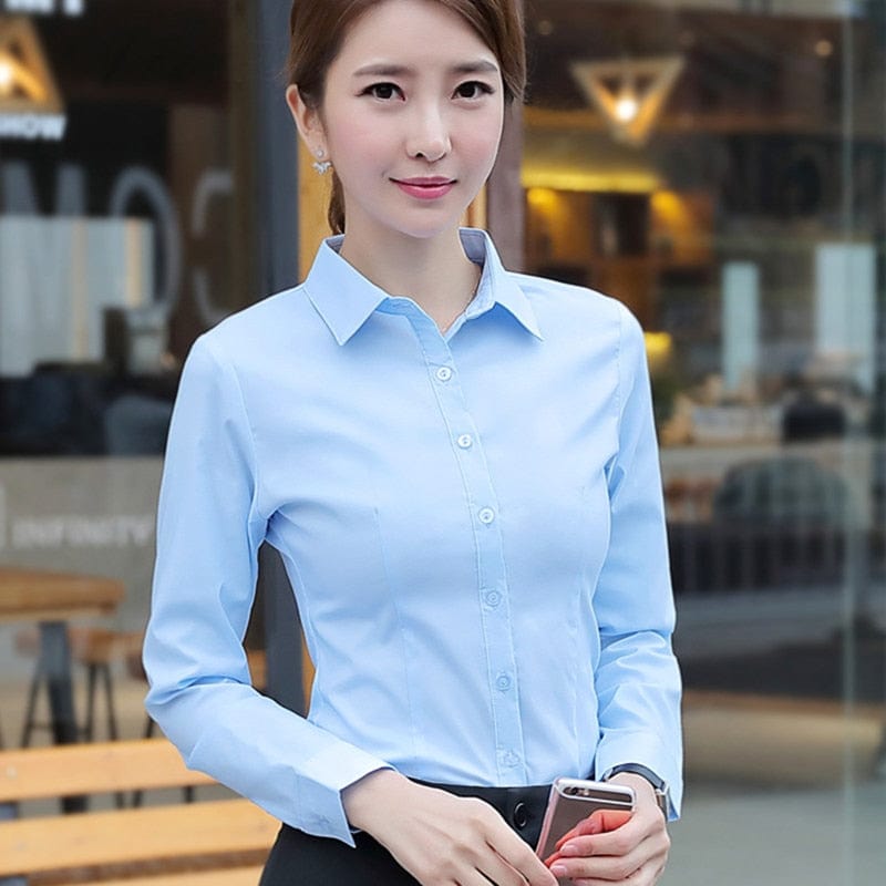 Korean Fashion Women Shirts White Shirt Women Long Sleeve Shirts Tops Office Lady Basic Shirt Blouses Plus Size Woman Blouse 5XL
