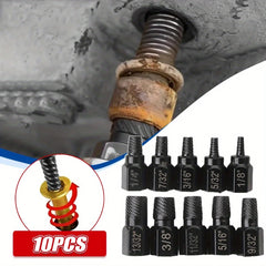 10 Broken Screw Extractor Drill Bit Alloy Steel Damaged Nut Extractor Bolt Screw Remover Hexagonal Dismantling Extension Tool