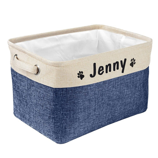 Personalized Pet Dog Toy Storage Basket Dog Canvas Bag Foldable Pet Toys Linen Storage Box Bins Dog Accessories Pet Supplies - Wowza