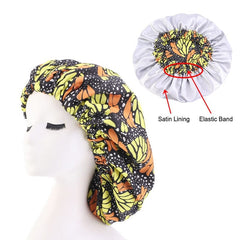 African Pattern Ankara Print Bonnet Women Night Sleep Cap Satin Lining Soft Extra Large Head Wear Ladies Headwrap Hair Care Hat