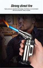 Gas Lighters Metal Windproof Turbo Welding Torch Kitchen Cooking Adjustable Flame Powerful Spray Gun Cigar Lighter For Men Gifts