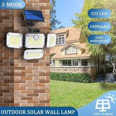 Waterproof Solar Powered Outdoor Light Motion Sensor 2000LM 333 LED Security Street Lamp Sconce Spotlights for Garden Decoration