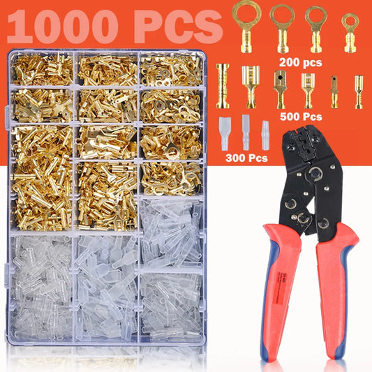 Wire Connector Male Female Box Insulated Cable Macho Connector 2.8/6.3mm Electrical Crimp Terminals Spade Connectors Assorted Kit