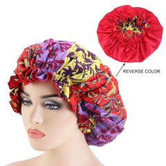 African Pattern Ankara Print Bonnet Women Night Sleep Cap Satin Lining Soft Extra Large Head Wear Ladies Headwrap Hair Care Hat