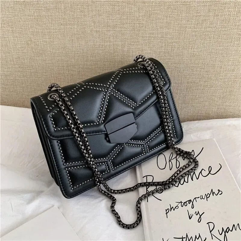 Vintage Rivet Chain Small Shoulder Bags For Women Flap PU Leather Fashion Small Square Crossbody Bag Designer Handbag