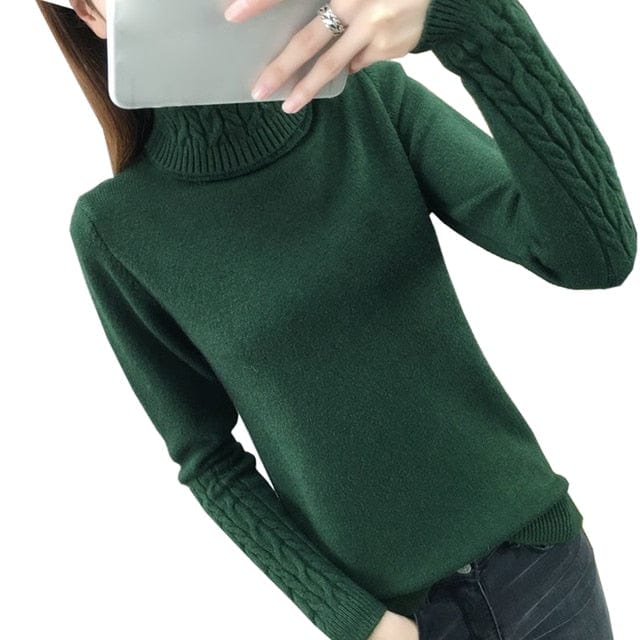 Women Sweater Turtleneck Pullovers Autumn Winter Sweaters New 2023 Long Sleeves Thick Warm Female Sweater Khaki