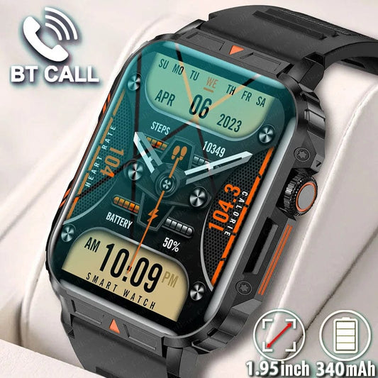 Military Outdoor Smart Watch Men 1.95 inch Heart Rate Blood Oxygen Bluetooth Call Smart Watches Men's GPS Sports