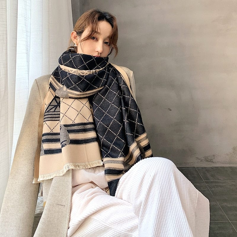 Luxury Winter Cashmere Scarf Women 2023 Design Warm Pashmina Blanket Horse Scarves Female Shawl Wraps Thick Foulard Bufanda