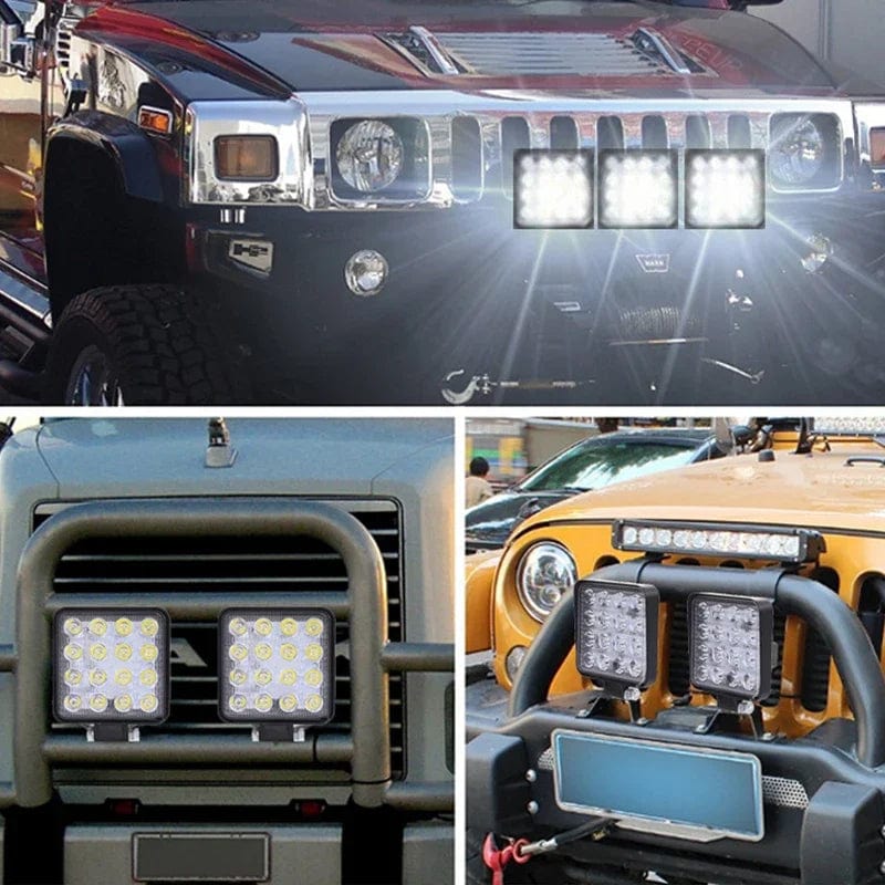 LED Work Light for Car, Tractor, Truck, 4X4 Accessories, SUV Off-Road LED Fog Lamp, Headlight Spotlight, 48W, 16LED, 12V, 24V