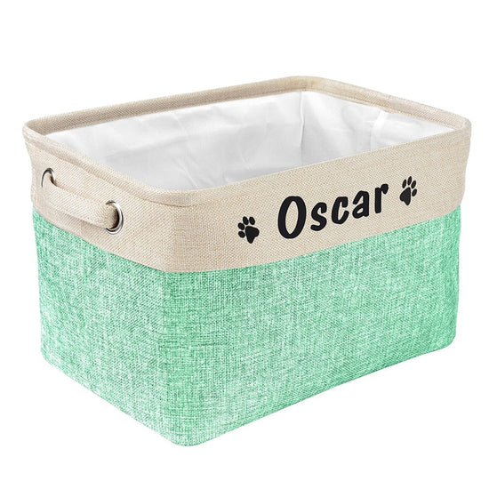 Personalized Pet Dog Toy Storage Basket Dog Canvas Bag Foldable Pet Toys Linen Storage Box Bins Dog Accessories Pet Supplies - Wowza