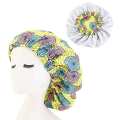 African Pattern Ankara Print Bonnet Women Night Sleep Cap Satin Lining Soft Extra Large Head Wear Ladies Headwrap Hair Care Hat