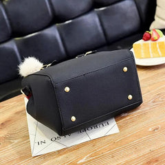 Leather Ladies HandBags Women Vintage Purse Plush Tassel Messenger Bags Tote Boston Shoulder Crossbody Bag