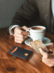 12-card wallet, Minimalist men's RFID blocking multi-functional ultra-thin front pocket bi-fold solid colour portable card holder