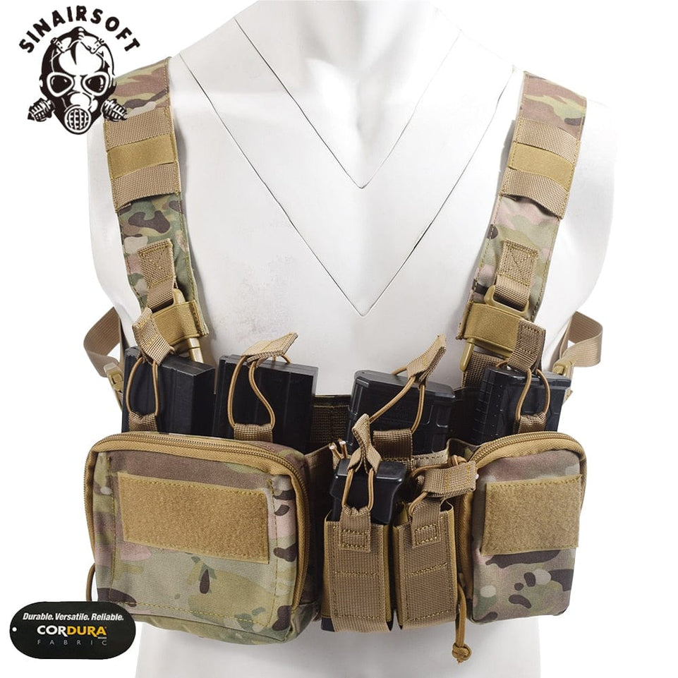 SINAIRSOFT CS Match Wargame TCM Chest Rig Airsoft Tactical Vest Military Gear Pack Magazine Pouch Holster Molle 500D Nylon Swat