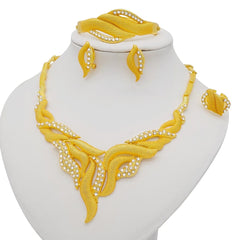 Dubai Jewelry Sets Gold Color Necklace & Earring Set For Women African France Wedding Party Jewelery Ethiopia Bridal Gifts