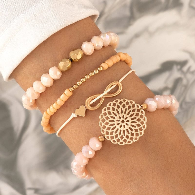 Tocona 30 Styles Bohemian Bracelet Set for women Shell Star Map Pineapple Heart Crystal Stone Beads chains Bangle Boho Jewelry