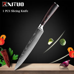 XITUO Chef knife 1-10 Pcs Set Kitchen Knives Laser Damascus Pattern Sharp Japanese Santoku Knife Cleaver Slicing Utility Knife - Wowza