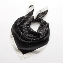 Female Silk Neck Scarf Letter D Print Square Hair Scarves Foulard Head Band Shawls And Wraps Neckerchief Bandana 70*70cm