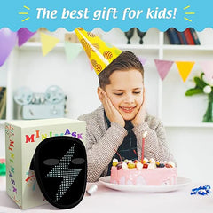 LED Mask with Gesture Sensing Children Electronic Light up Mask for Halloween Party Festival Performance Kids Luminous Mask