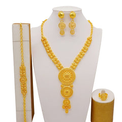 Dubai Jewelry Sets Gold Color Necklace & Earring Set For Women African France Wedding Party Jewelery Ethiopia Bridal Gifts