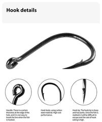 Fishing Hooks Set 100Pcs Box 10 Series High Carbon Steel Single Circle Fishing Hook Fly Fishing Jip Barbed Carp Hooks