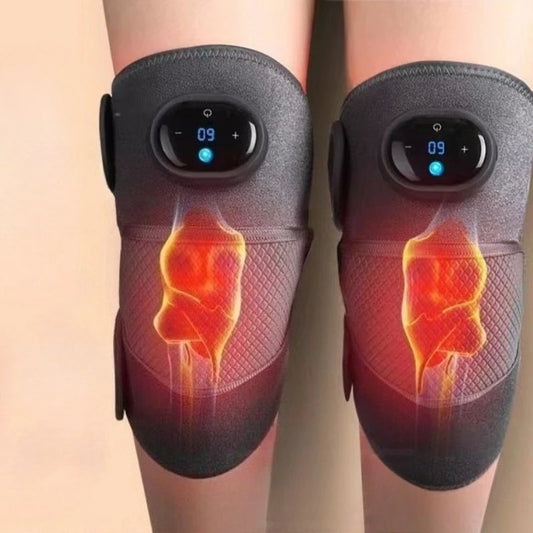 Heated Knee Massager Pads Adjustable Multi-Level Vibration Wireless with Wormwood for Elbows Shoulders Pain Relief Old Cold Leg