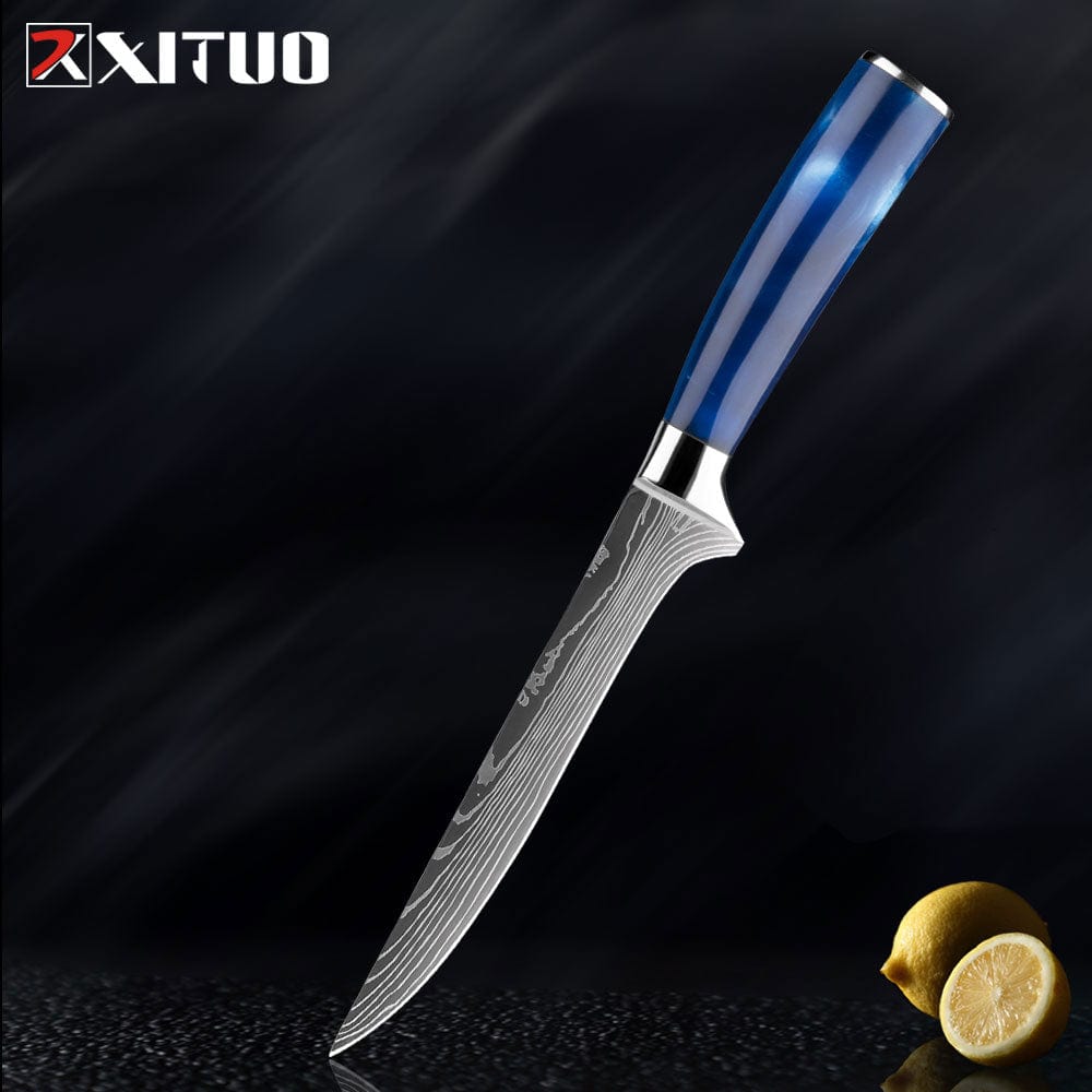 XITUO Kitchen Knife Set Japanese Chef Knives 7CR17 Stainless Steel Damascus Laser Slicing Santoku Cleaver 1-10pc Kitchen Knifes - Wowza