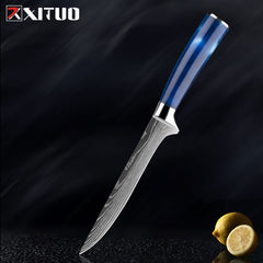 XITUO Kitchen Knife Set Japanese Chef Knives 7CR17 Stainless Steel Damascus Laser Slicing Santoku Cleaver 1-10pc Kitchen Knifes - Wowza