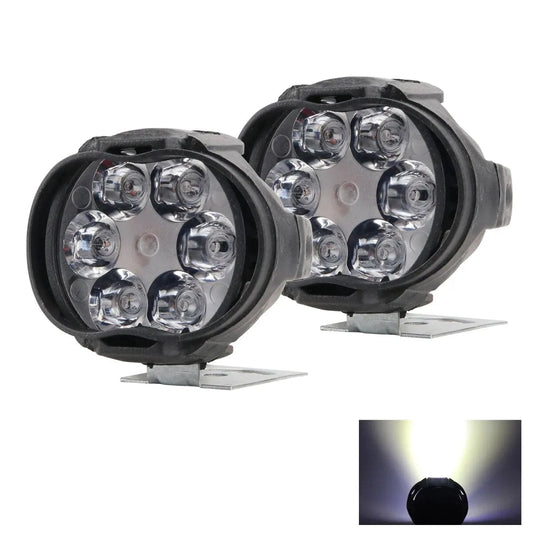 2PCS Work Lights 6 LED Motorcycle Headlight Spot Light Waterproof Super Bright Auxiliary Scooters Universal 12v Led Bar