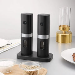 LED Automatic Operation Rechargeable Mill Electric Salt and Pepper Grinder Set with Charging Base