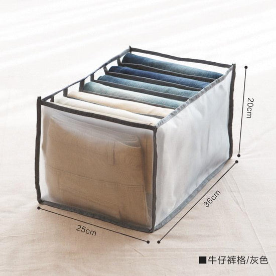 Jeans Compartment Storage Box Closet Clothes Drawer Mesh Separation Box Stacking Pants Drawer Divider Can Washed Home Organizer - Wowza