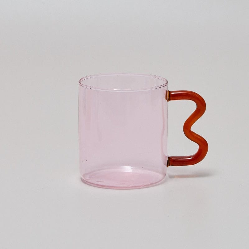 Colored Glass Cups Original Design Colorful Waved Ear Glass Mug Handmade Simple Wave Coffee Cup for Hot Water - Wowza