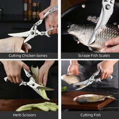 Kitchen Scissors Chicken Bone Kitchen Shears,Duck Fish Cutter 4Cr Stainless Steel Fish Scissors Scale Clean Cook Scissors Knife